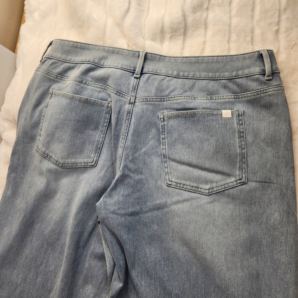Halara Womens Blue Wide Leg Flare Denim Jeans Large Regular High Rise Stretch - Picture 11 of 12